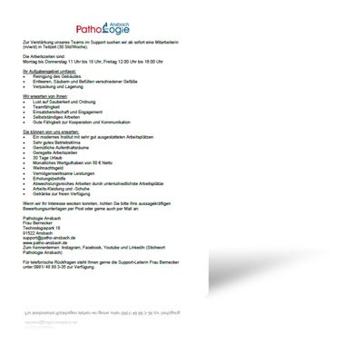 Pathologie Ansbach - Stellenangebot